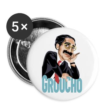 GROUCHO The great comedian of the twentieth century - Buttons large 2.2''/56 mm (5-pack) - white - Front