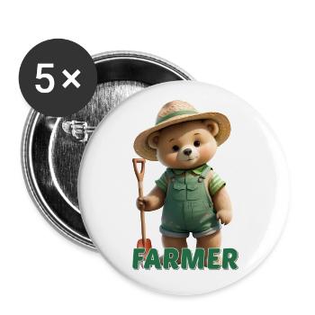 Garden Bear - Buttons large 2.2''/56 mm (5-pack) - white - Front