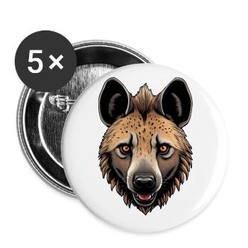 La tête sympathique d'une hyène - Lot de 5 grands badges (56 mm) - blanc - Devant