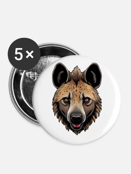 The sympathetic head of a hyena - Buttons large 2.2''/56 mm (5-pack) - white