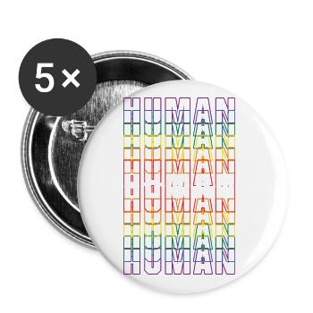 HUMAN LGBTQ+ - Buttons groß 56 mm (5er Pack) - Weiß - Vorne