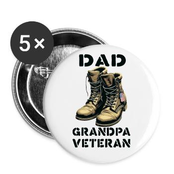 Proud Dad Grandpa Veteran Boots Patriotic USA - Buttons large 2.2''/56 mm (5-pack) - white - Front