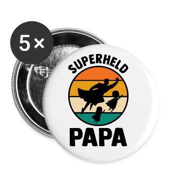 Père Papa Super-héros - Lot de 5 grands badges (56 mm) - blanc - Devant