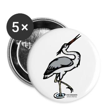 Fischreiher Ardea cinerea retro illustration - Buttons groß 56 mm (5er Pack) - Weiß - Vorne