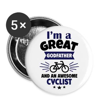 Great godfather and super cyclist - Buttons large 2.2''/56 mm (5-pack) - white - Front