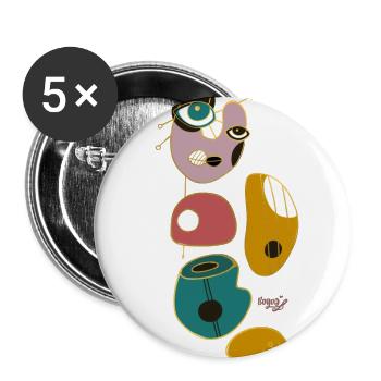 Abstrakte Augenwesen - Buttons groß 56 mm (5er Pack) - Weiß - Vorne