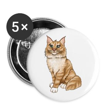 Rote Katze norwegische Waldkatze Illustration - Buttons groß 56 mm (5er Pack) - Weiß - Vorne