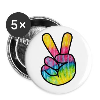 Hand Peace - Buttons groß 56 mm (5er Pack) - Weiß - Vorne