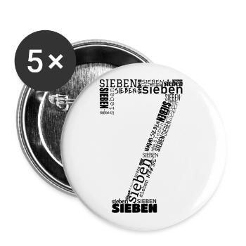 Siebenter Geburtstag Geschenk - Kind 7 Jahre - Buttons groß 56 mm (5er Pack) - Weiß - Vorne