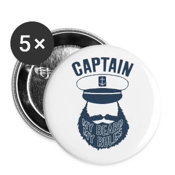 BOAT CAPTAIN BEARD RULES - Buttons large 2.2''/56 mm (5-pack) - white - Front
