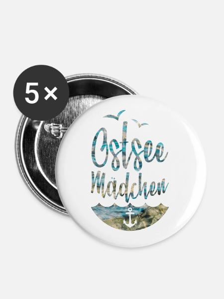 OSTSEE MÄDCHEN - Buttons groß 56 mm (5er Pack) - Weiß