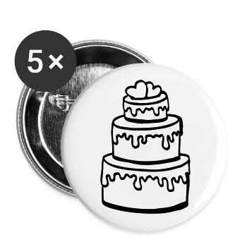 Hochzeitstorte Hochzeitsparty Geschenk / wedding - Buttons groß 56 mm (5er Pack) - Weiß - Vorne