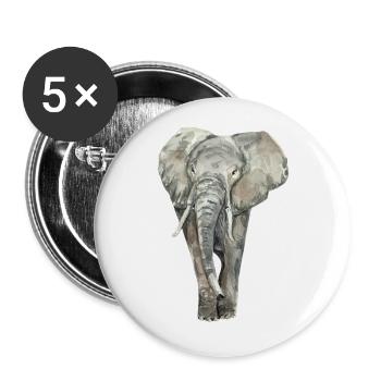 Éléphant - Lot de 5 grands badges (56 mm) - blanc - Devant