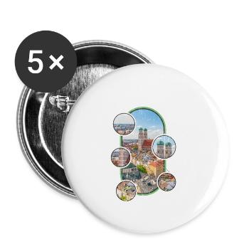 München Deutschland Bayern Stadt Skyline Liebe - Buttons groß 56 mm (5er Pack) - Weiß - Vorne