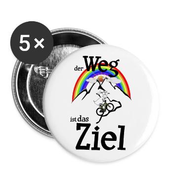 Der Weg ist das Ziel MTB - Buttons groß 56 mm (5er Pack) - Weiß - Vorne