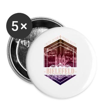Bielefeld Allemagne Ville Skyline Home Love - Lot de 5 grands badges (56 mm) - blanc - Devant