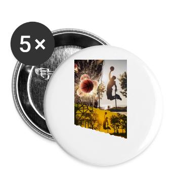Basketball Basketballspieler Dunking Sport Spieler - Buttons groß 56 mm (5er Pack) - Weiß - Vorne