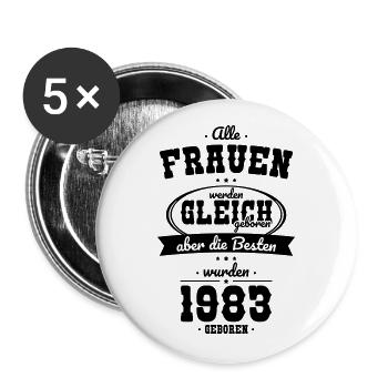 40. Geburtstag - Die Besten wurden 1983 geboren - Buttons groß 56 mm (5er Pack) - Weiß - Vorne