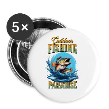 Fishing Angler Fishing Fish Carp Outdoor Fishing - Buttons large 2.2''/56 mm (5-pack) - white - Front