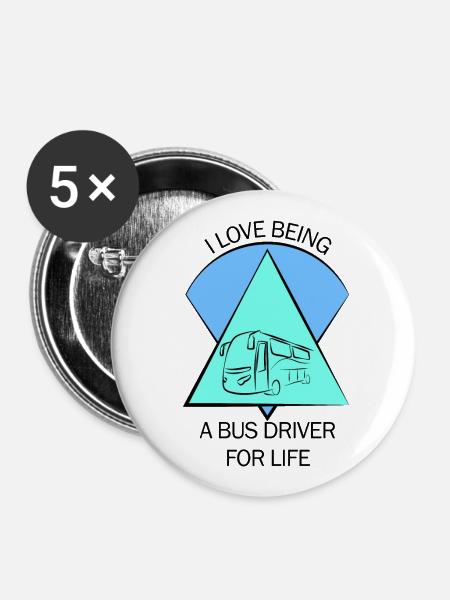 Bus Busfahrer Schulbus Autobus Busfahrerin - Buttons groß 56 mm (5er Pack) - Weiß