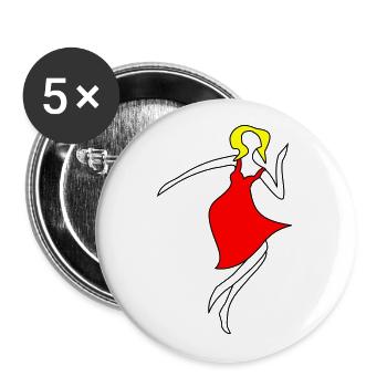 Tänzerin / Ballerina - mit anpassbaren Motivfarben - Buttons groß 56 mm (5er Pack) - Weiß - Vorne