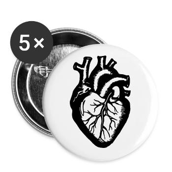 Herz - Buttons groß 56 mm (5er Pack) - Weiß - Vorne