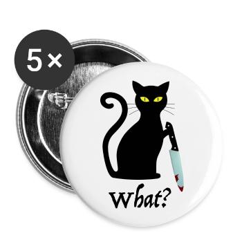 What | Killer Cat, Funny Pictures, Cat Love - Buttons large 2.2''/56 mm (5-pack) - white - Front