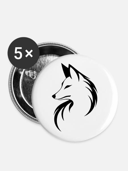 Fuchs Füchse - Buttons groß 56 mm (5er Pack) - Weiß