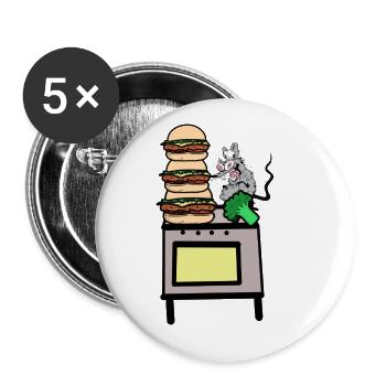 Koch Köche Köchih kochen Kochkunst Gastgeber - Buttons groß 56 mm (5er Pack) - Weiß - Vorne