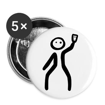 Jubel - Bonhomme Baton erhebt sein Glas - Buttons groß 56 mm (5er Pack) - Weiß - Vorne