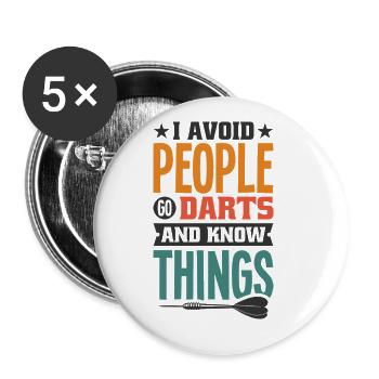 Dart Dartspieler Dartspiel Herren - Buttons groß 56 mm (5er Pack) - Weiß - Vorne