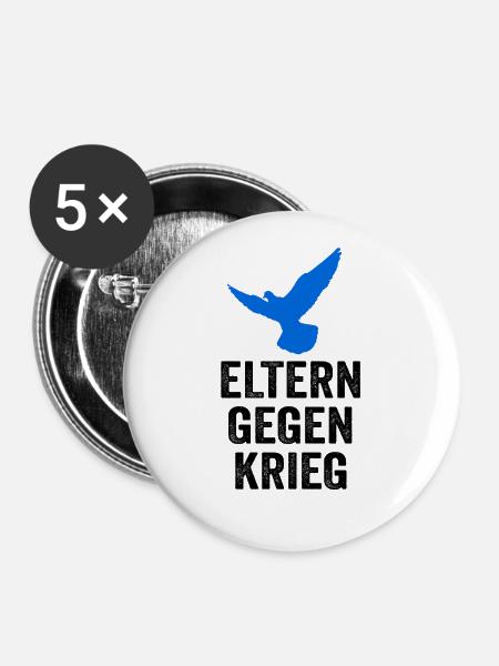 Eltern gegen Krieg - Buttons groß 56 mm (5er Pack) - Weiß