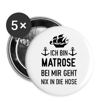 Matrose geht nix in die Hose - Buttons groß 56 mm (5er Pack) - Weiß - Vorne