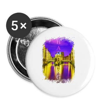 Hamburg St Pauli Reeperbahn Red Light District - Buttons large 2.2''/56 mm (5-pack) - white - Front