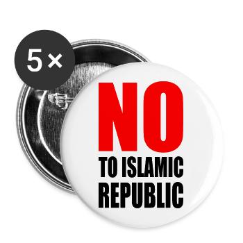 no to islamic republic - Lot de 5 grands badges (56 mm) - blanc - Devant