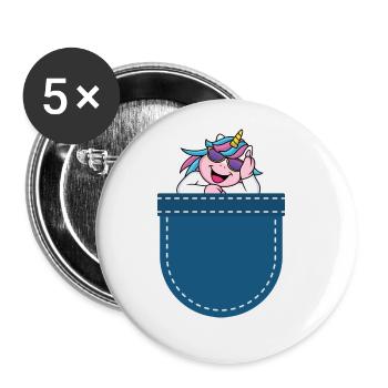 Fantasy Animal Gift Chest Pocket Unicorn - Buttons large 2.2''/56 mm (5-pack) - white - Front