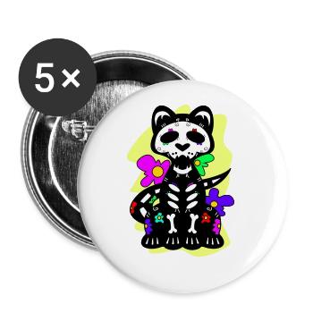 Day of the dead Katze mit Blumen mexikanisches - Buttons groß 56 mm (5er Pack) - Weiß - Vorne