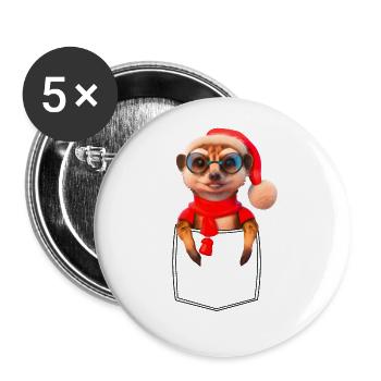 Suricate X-Mas Poche de poche de poitrine suricate - Lot de 5 grands badges (56 mm) - blanc - Devant