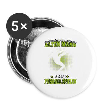 Alter Mann beim Fußball spielen Fußballspieler - Buttons groß 56 mm (5er Pack) - Weiß - Vorne