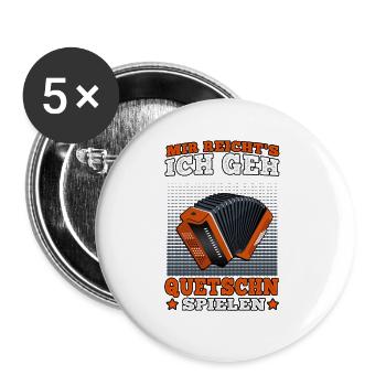 Reicht mir die Quetschn steirische Ziehharmonika - Buttons groß 56 mm (5er Pack) - Weiß - Vorne