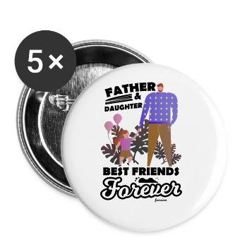 Papa Fille Enfant Fête des pères Fille Cadeau - Lot de 5 grands badges (56 mm) - blanc - Devant