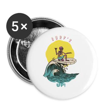 Surf’s Up! Drôle de surfeur rétro - Lot de 5 grands badges (56 mm) - blanc - Devant