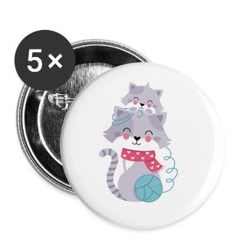 Chats à tubercule laineux - Lot de 5 grands badges (56 mm) - blanc - Devant