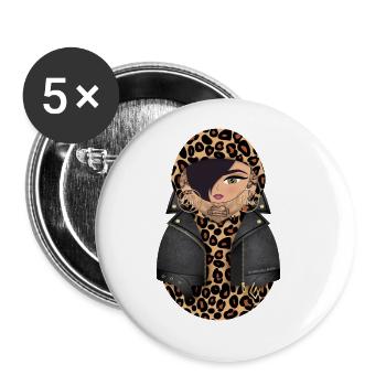 Matroschka Katja - Buttons groß 56 mm (5er Pack) - Weiß - Vorne