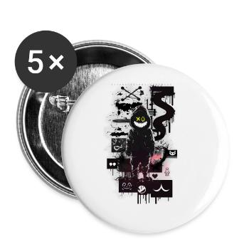Robot Graffiti Design by ART8NS Art ON Streetwear - Buttons groß 56 mm (5er Pack) - Weiß - Vorne