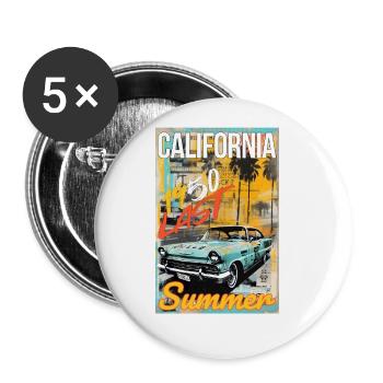 California by ART8NS - Art ON Streetwear - Buttons groß 56 mm (5er Pack) - Weiß - Vorne