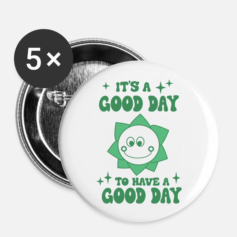 Good Day Smile Graphic - Buttons large 2.2''/56 mm (5-pack) - white