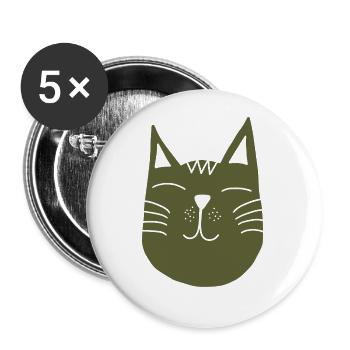 Skandinavische Katze Katzenliebhaber - Buttons groß 56 mm (5er Pack) - Weiß - Vorne