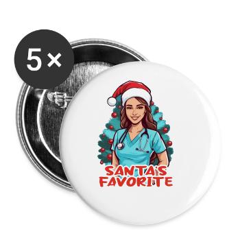 Frohe Weihnachten Krankenschwester - Buttons groß 56 mm (5er Pack) - Weiß - Vorne