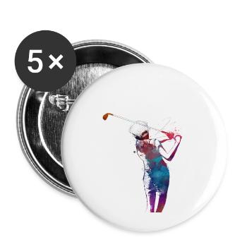 Sport-Golfer - Buttons groß 56 mm (5er Pack) - Weiß - Vorne